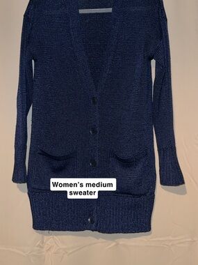 Women's Navy Button-Front Knit Cardigan Sweater
